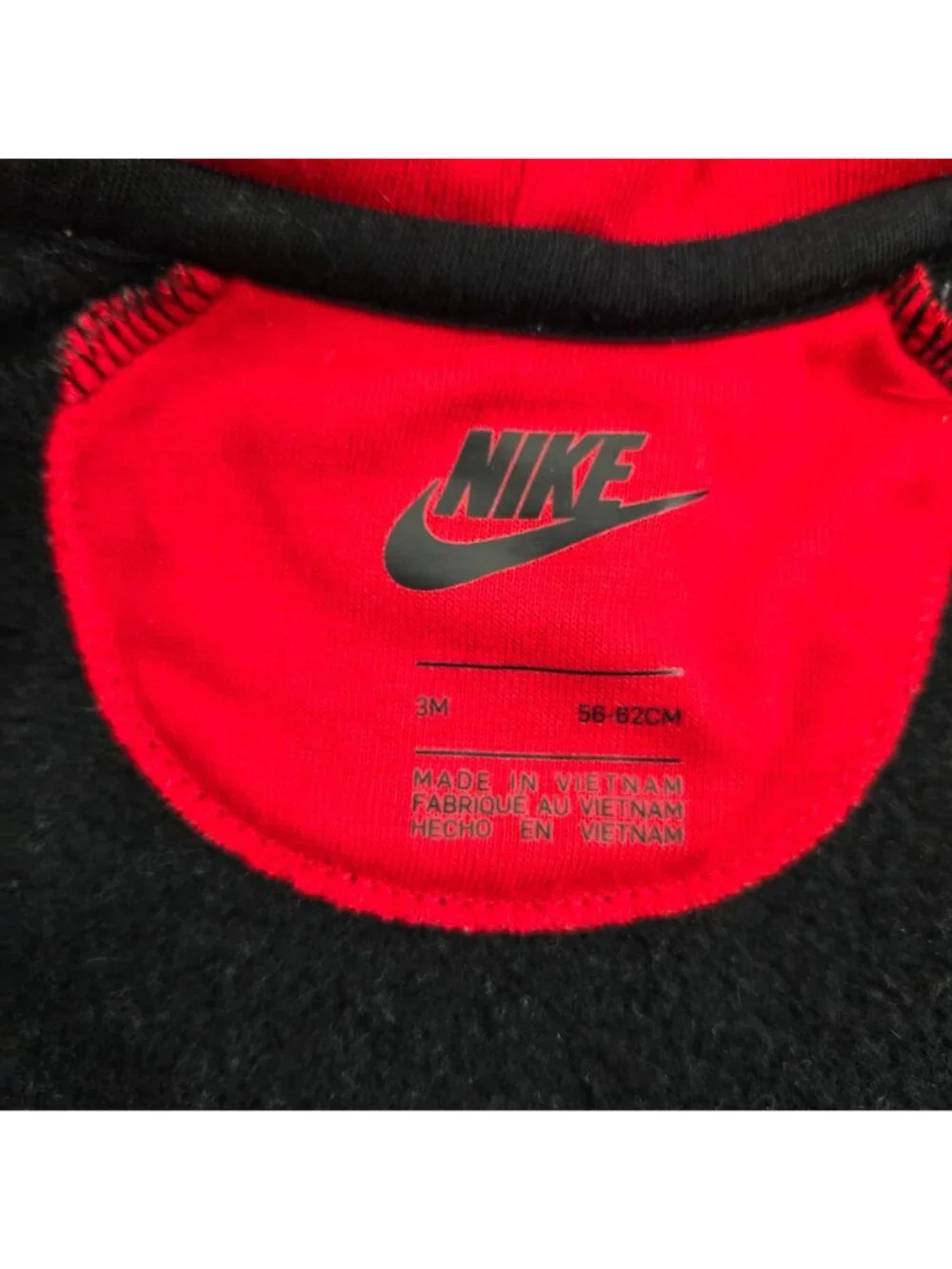 Nike One Piece Zip Up Bodysuit with Hood Black Long Sleeve Logo Baby Size 3M